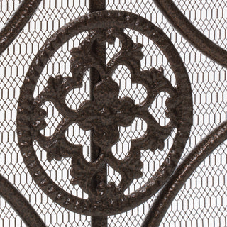 Sunvega Ornate Iron Fireplace Screen with Aged Powder Coated Black Finish
