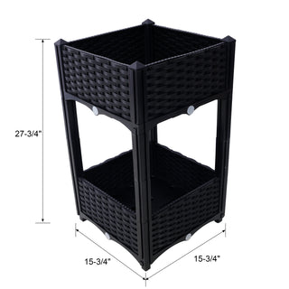 Sunvega Modular Rattan Pattern Raised Garden Planter Box with Self-Draining System