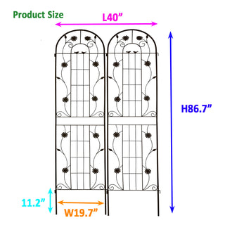 Sunvega 2 Pack 86.7" x 19.7" Rustproof Metal Garden Trellis for Climbing Plants