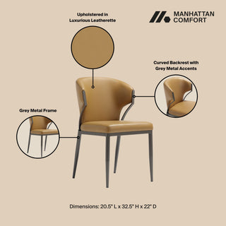 Sunvega Modern Upholstered Leatherette Dining Chair with Metal Frame, Set of 2