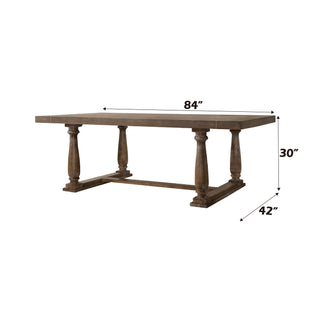 Sunvega Weathered Oak Finish Rectangular Dining Table with Trestle Base
