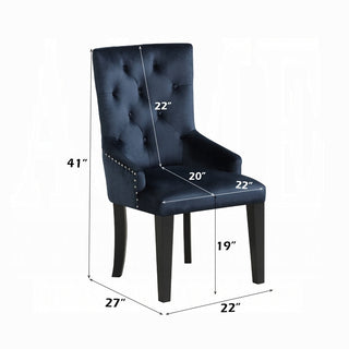 Sunvega Luxury Glam Dining Chair with Dark Navy Velvet Upholstery and Nailhead Trim