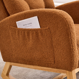 Sunvega Upholstered High Back Rocking Chair with Footrest and Side Storage Pocket