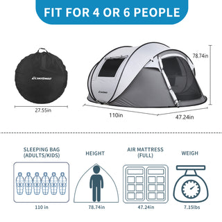 Sunvega Quick Setup Pop Up Boat Tent for 4-6 Persons with Ventilation