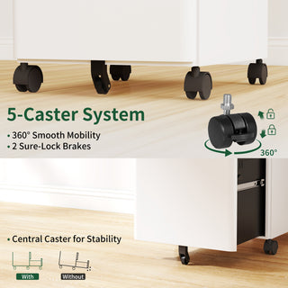 Sunvega 2 Drawer Mobile File Cabinet with Lock for Legal Letter A4 Size