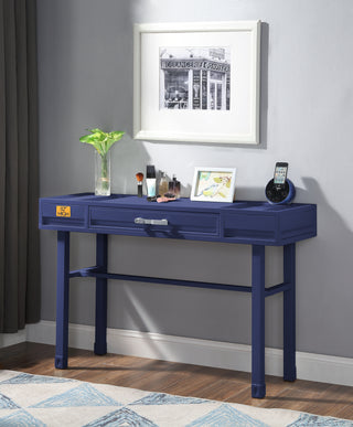 Sunvega Modern Industrial Cargo White Vanity Desk with Functional Storage Drawer
