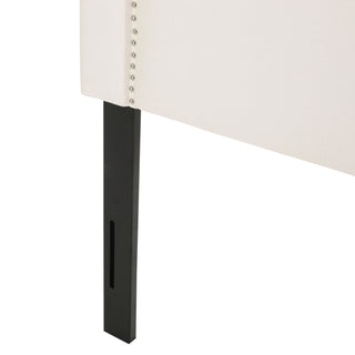 Sunvega Upholstered Queen Size Headboard with Durable Metal Legs and Nailhead Trim