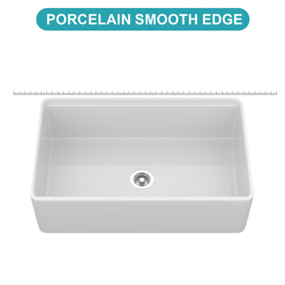 Sunvega 33 Inch White Porcelain Ceramic Farmhouse Kitchen Sink Workstation with Reversible Apron