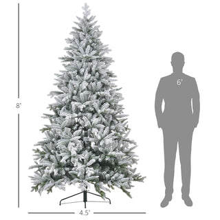 Sunvega Pencil Artificial Xmas Tree with Faux Snow Flocked Full Branch Tips Flame-retardant