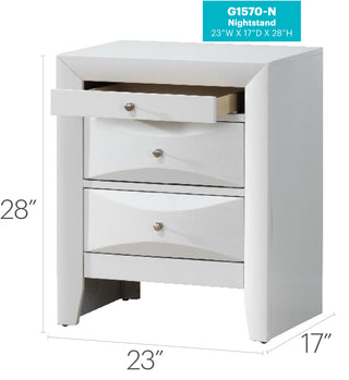 Sunvega Elegant Contemporary White Nightstand with Three Drawers and Curved Fronts