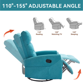 Sunvega Manual Recliner Chair with 360 Degree Swivel and Rocking Function in Grey Fabric