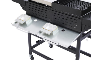 Sunvega 2 Burner Gas and Plancha Combo Grill with Cast Iron Grids and Enameled Stove Body