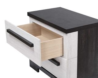 Sunvega Contemporary Two Drawer Nightstand with Brown Gray Rustic Finish