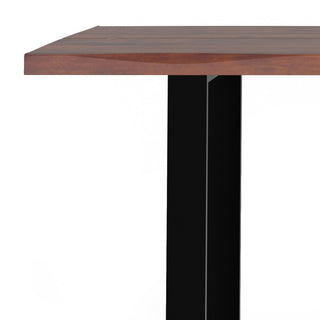 Sunvega Handcrafted Dark Walnut Acacia Wood Dining Table with Metal Legs