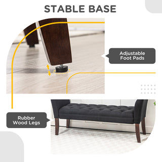 Sunvega Traditional-Style Upholstered Bench with Button Tufted Design and Solid Wood Legs for Bedroom