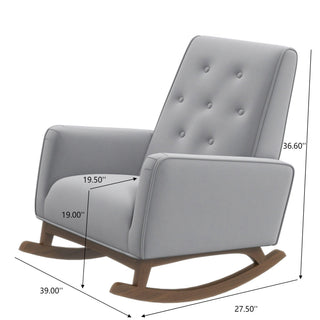 Sunvega Mid-Century Modern Solid Wood Rocking Chair with Microfiber Upholstery