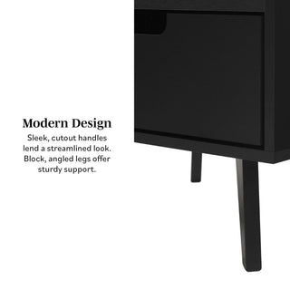 Sunvega Modern 1-Drawer Nightstand with Open Cubby and Sleek Cutout Handles