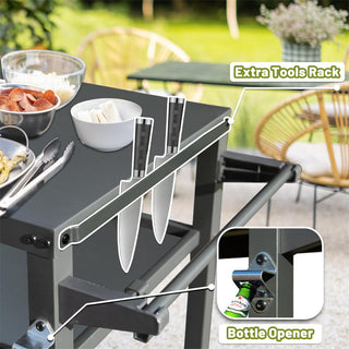 Sunvega Outdoor Grill Table with Wheels Stainless Steel Tabletop for Blackstone Griddle