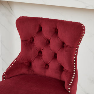Sunvega Swivel Velvet Barstools with Button Tufted Back and Chrome Nailhead Trim