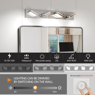 Sunvega Modern Chrome LED Vanity Light with 6 Geometric Lamp Heads for Bathroom Mirror