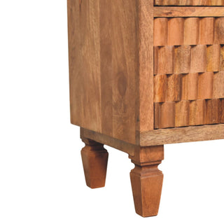 Sunvega Arno Chest with Rhythmic Block-Carved Façade in Golden Teak Finish
