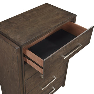 Sunvega Solid Rubberwood Nightstand with Two Drawers in Dark Walnut Finish