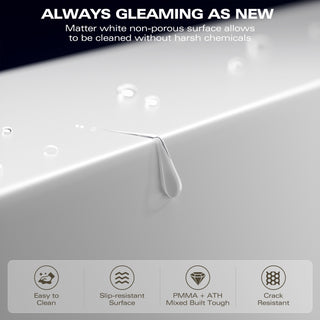 Sunvega 59 Inch Freestanding Solid Surface Soaking Bathtub with Overflow Drain for Contemporary Bathroom