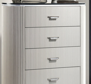 Sunvega Modern Contemporary Light Gray Chest with Cultured Stone Top and Chrome Handles