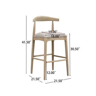 Sunvega Mid Century Modern Bar Stools with Puffy Fabric Seat and Footrest Set of 2