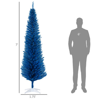 Sunvega Pencil Artificial Xmas Tree with Faux Snow Flocked Full Branch Tips Flame-retardant