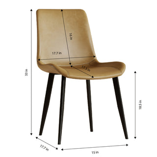 Sunvega Modern Brown PU Leather Dining Chairs with Carbon Steel Legs Set of 4