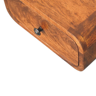 Sunvega Solid Mango Wood Wall Mounted Nightstand with Single Drawer in Chestnut
