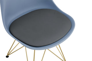 Sunvega Modern Dining Chairs with Golden Steel Legs and Plastic Seat Set of 4 Grey