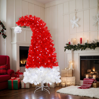 Sunvega 6FT Pre-Lit Artificial Christmas Tree with LED Lights and Curved Top