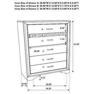 Sunvega Chic White 6-Drawer Bedroom Chest with Jewelry Drawer and Felt Lining