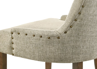 Sunvega Two-Tone Beige Fabric Side Chair with Reclaimed Gray Finish and Nailhead Trim