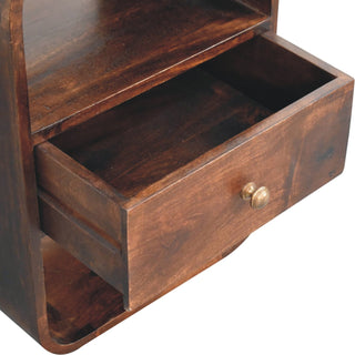 Sunvega Solid Mango Wood California Walnut Finish Bedside Table with Drawer