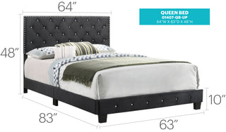 Sunvega Elegant Transitional Queen Bed In Black With Sturdy Frame