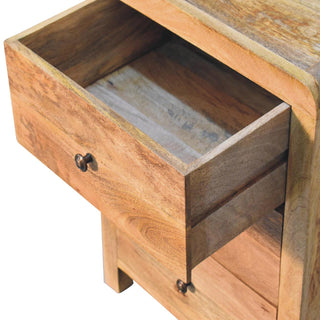 Sunvega Solid Mango Wood Naya Nightstand with 3 Spacious Drawers and Brass Knobs