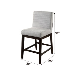 Sunvega Gray Linen Upholstered Side Chair with Padded Seat and Back Set of 2