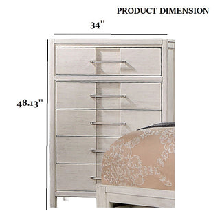 Sunvega Transitional White Solid Wood Chest with English Dovetail Five Drawers