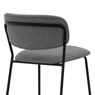 Sunvega 26 Inch Gray Faux Leather and Black Metal Counter Height Bar Stool