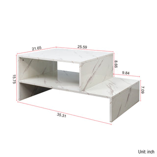 Sunvega Modern Swivel Square Coffee Table with Rotatable Top and Two Drawers