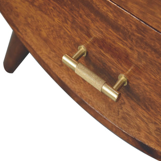 Sunvega Modern Art Handcrafted Solid Mango Wood Bedside Table with Drawers