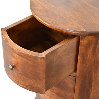 Sunvega Solid Mango Wood Chestnut Finish Three-Drawer Drum Chest Table