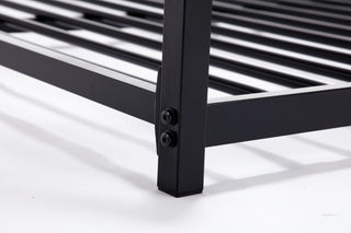 Sunvega Twin Over Full Metal Bunk Bed with Mesh Guard Rail and Stable Ladder