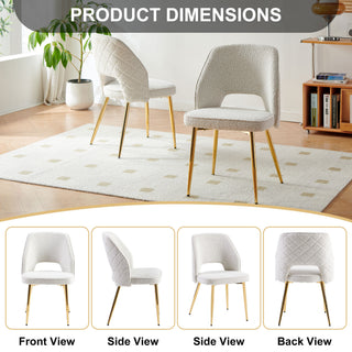 Sunvega Modern Gray Velvet Dining Chairs with Hollow Back and Gold Metal Legs Set of 4