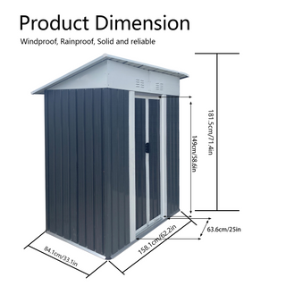 Sunvega Pent Roof Outdoor Storage Shed with Aluminum Alloy Frame and Sliding Door