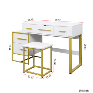 Sunvega 3 in 1 Vanity Desk with Open Top Mirror and Visible Glass Desktop