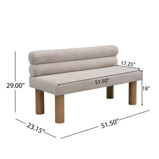 Sunvega Boucle Fabric Upholstered Dining Bench with Rubber Wood Legs 330 LBS Support